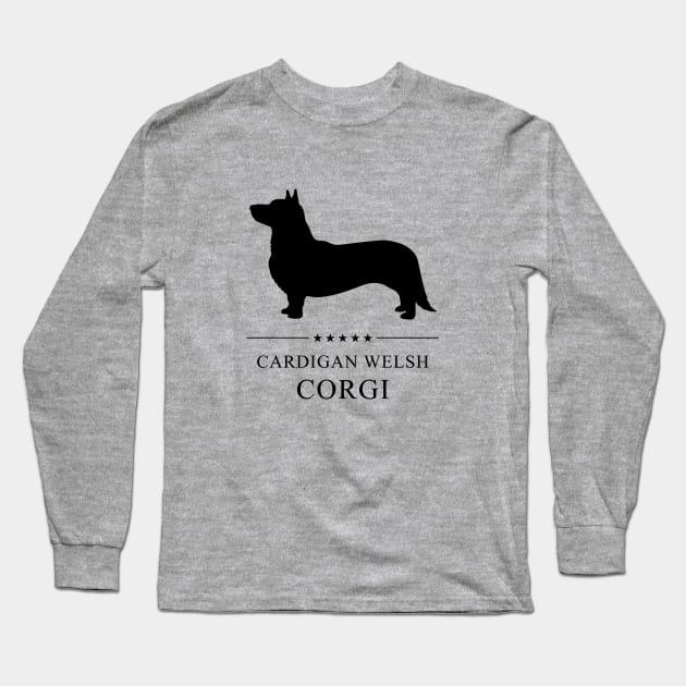 Cardigan Welsh Corgi Black Silhouette Long Sleeve T-Shirt by millersye